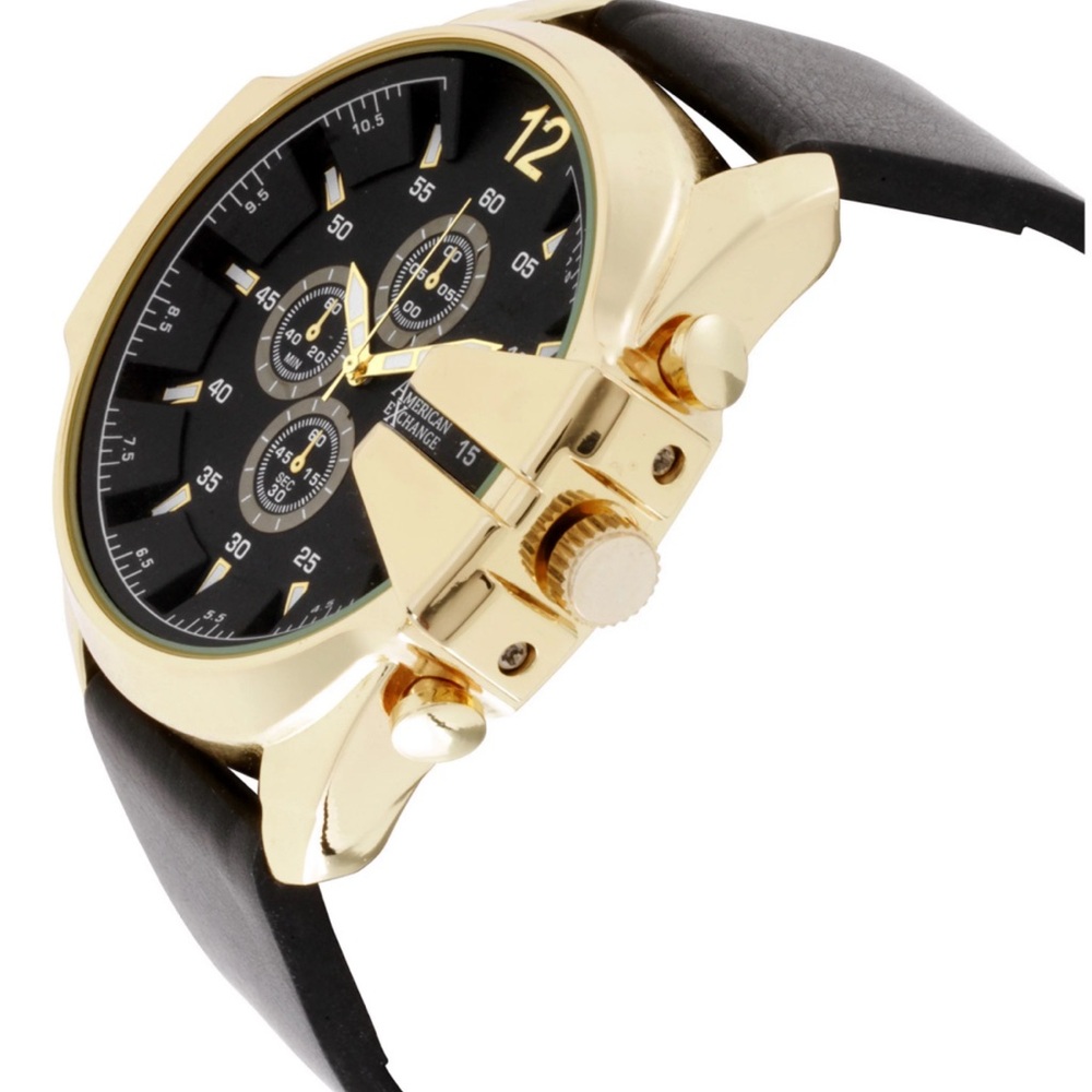 American Exchange Men’s Gold & Black Watch & Bracelet Set NWT - Picture 5 of 9